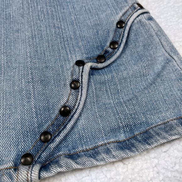 Vintage Lip Service Denim Lace Up Mini Jean Skirt Light Wash Blue Y2K Western - Picture 12 of 16